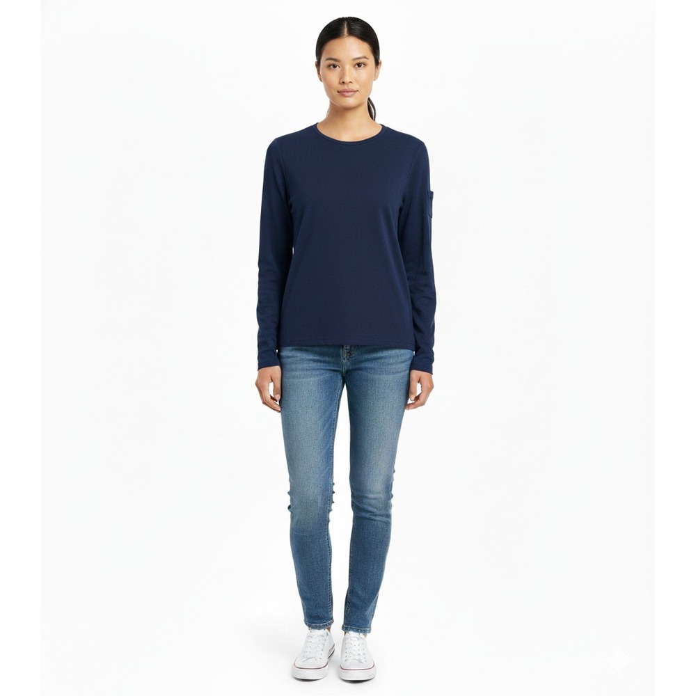 Lauren Ralph Lauren L Long Sleeve Shirt Top Crew Neck Blue Womens Size Medium